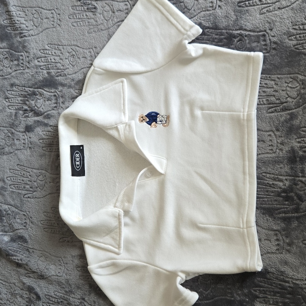 SOLD Cider Cream Cropped Polo with Bear Detail
